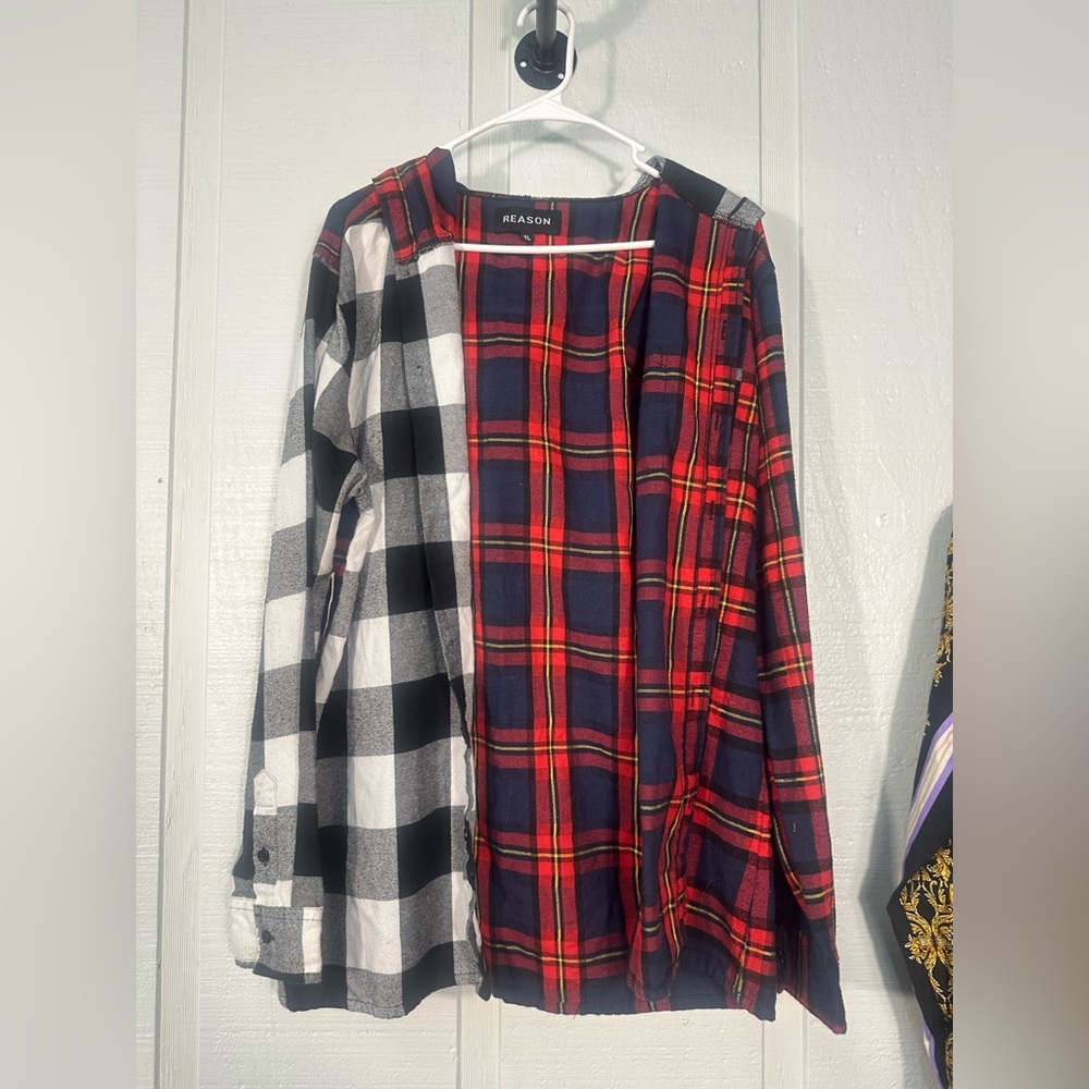 Reason Men’s Multicolored Hooded Flannel Shirt Size XL EUC